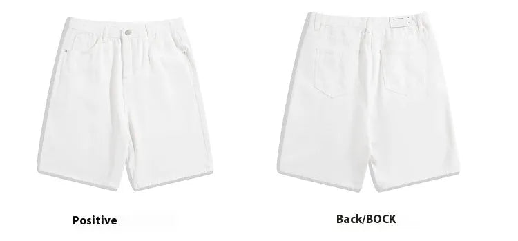 Men's light blue denim casual shorts with straight leg and zip fly on a neutral background.