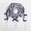 Fringe fashion unisex polyester scarf with colourful grid pattern, 140cm length