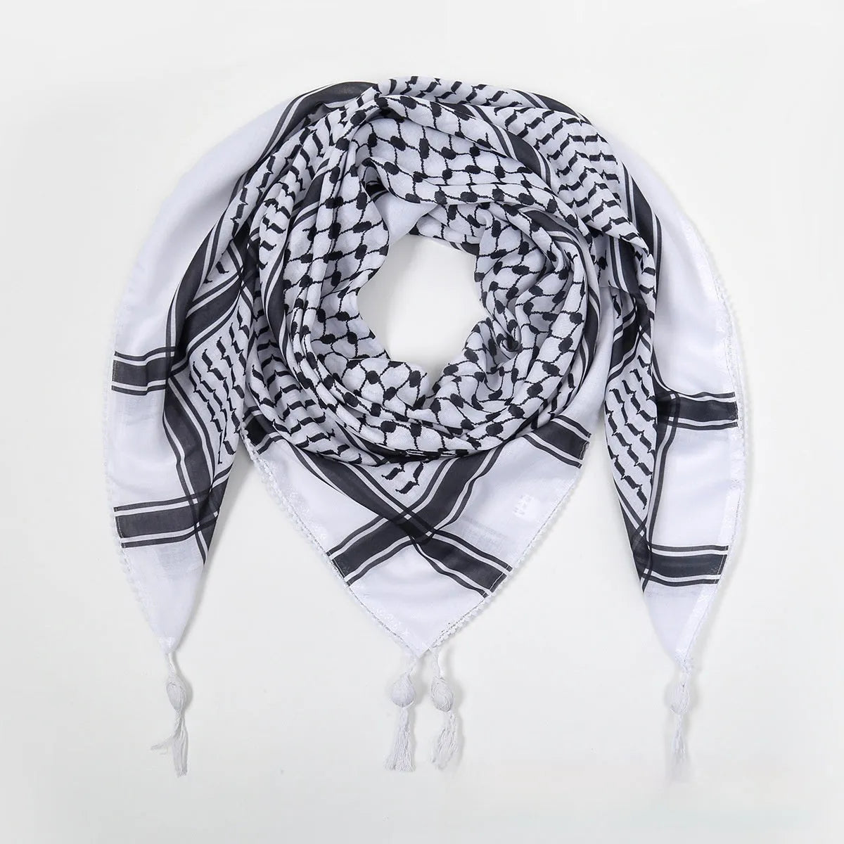 Fringe fashion unisex polyester scarf with colourful grid pattern, 140cm length