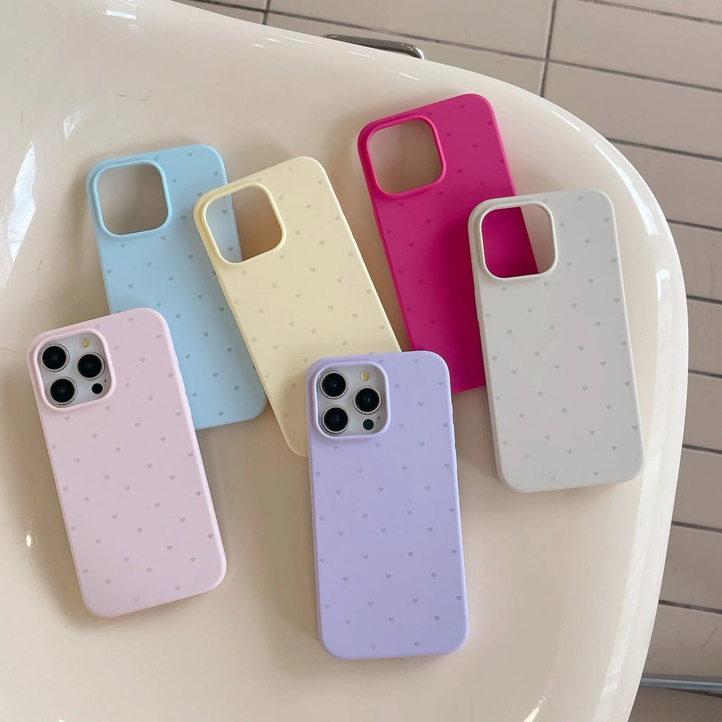 Love heart liquid silicone phone case for iPhone in grass purple with all-inclusive shockproof design