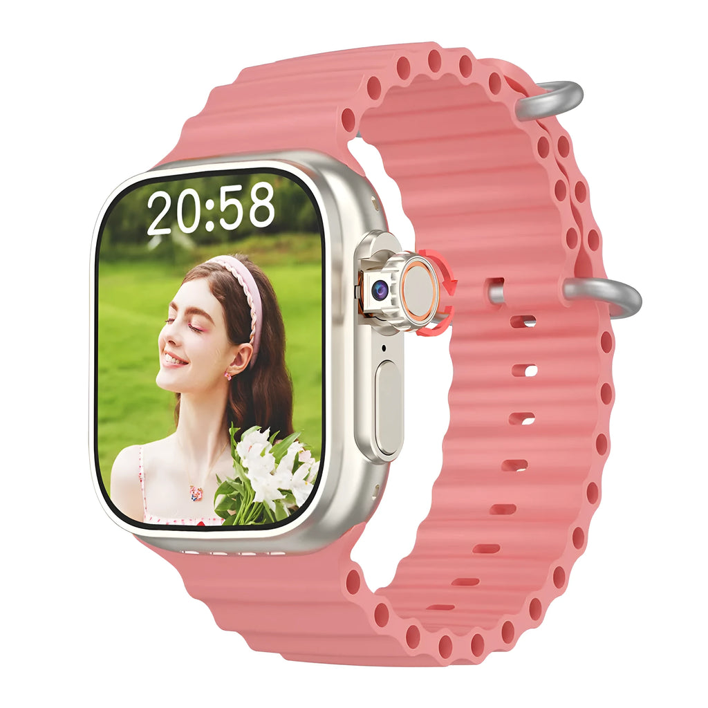 Smart watch with TFT screen, touch button, step counter and camera, available in gold, black, silver white or pink