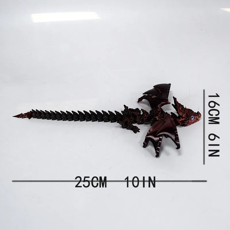 Red and gold PLA flying dragon wings decoration toy measuring 25cm wide.
