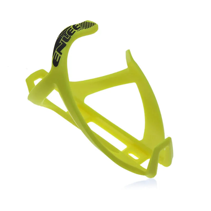 TPR plastic bicycle water bottle cage in fluorescent yellow with PVC reinforcement