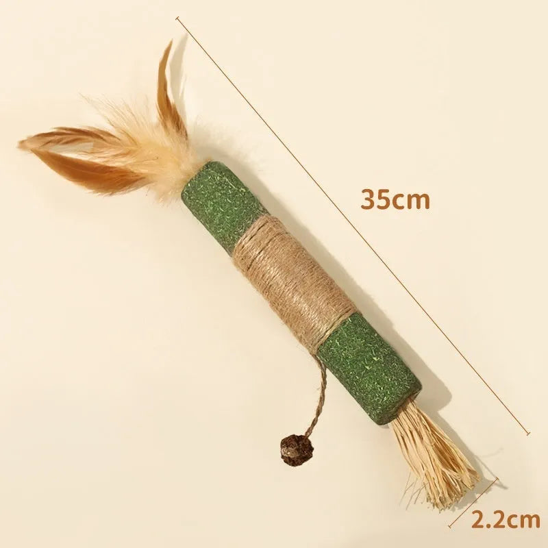 Polygonum cat teeth grinding rod chew toy with 2.2 cm diameter in chicken feather or raffia style