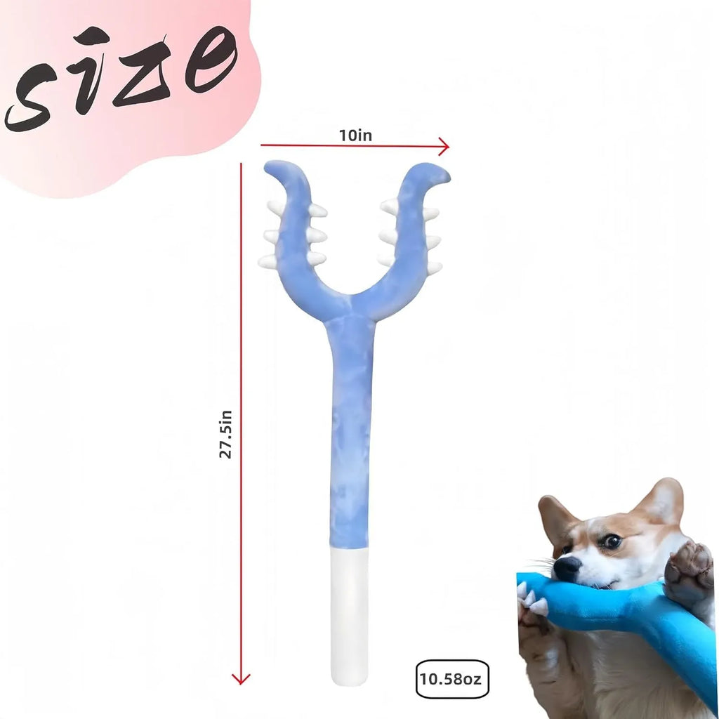 70 cm blue plush cat wand toy with foam-filled front section for interactive pet play
