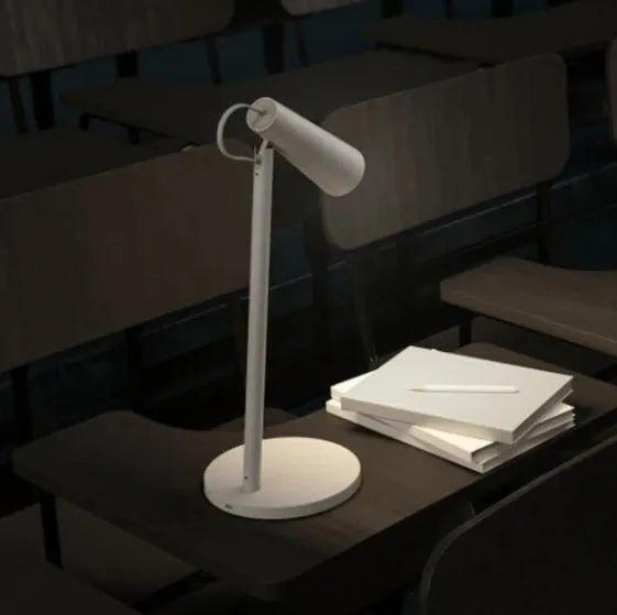 White plastic rechargeable LED desk lamp with USB power for Xiaomi Mijia bedroom and computer desk use