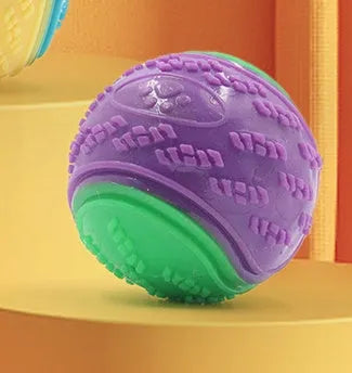 TPR dog training ball with sound in two-tone colours for molar exercise