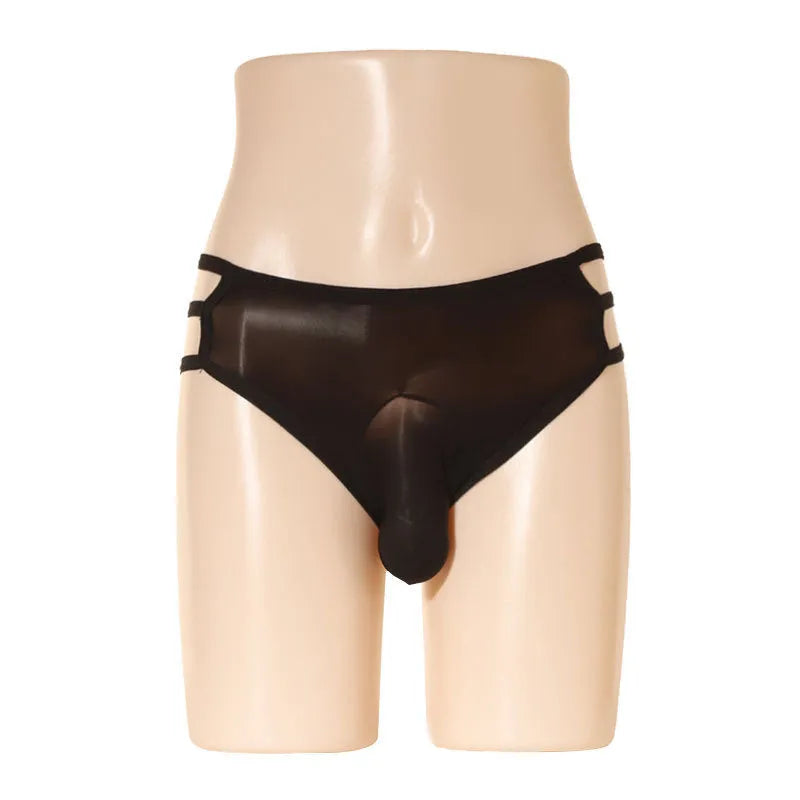Men's transparent nylon elephant nose shorts in free size with mid waist design