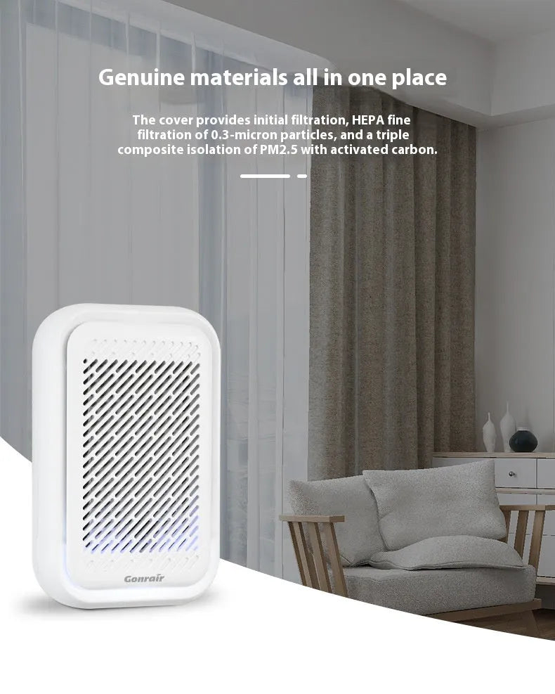 White wall-mounted air purifier unit for small rooms under 10 square metres