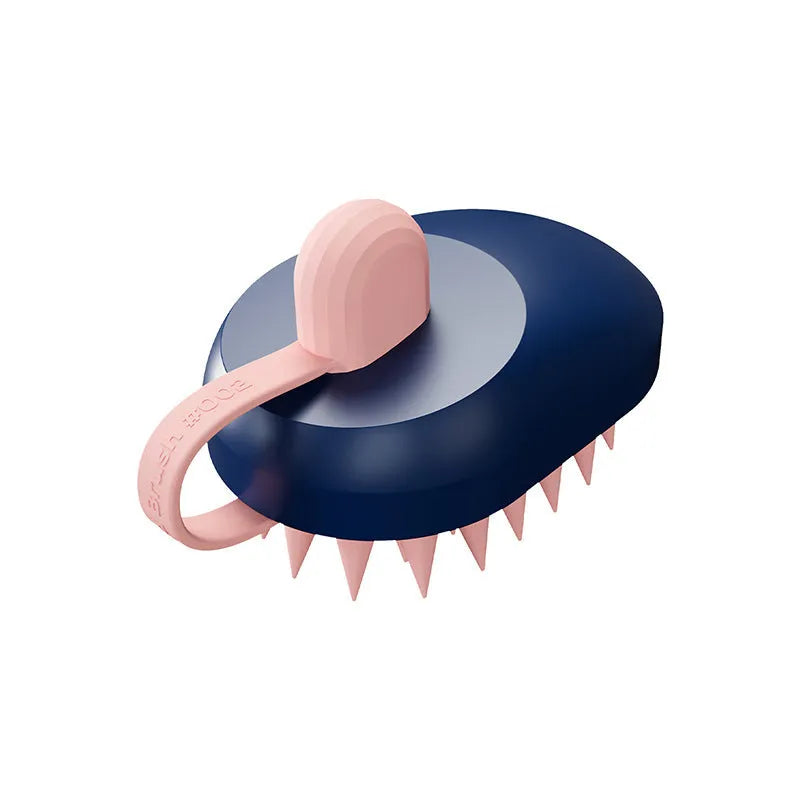 Silicone pet grooming comb for dogs in dark blue, handheld hair remover and shampoo massage brush
