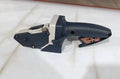 Blue aluminium alloy and TPR plastic one-hand woodworking cutter with a press-lock and measuring scale.