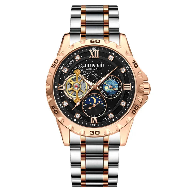 Men's automatic mechanical watch with waterproof case and luminous features in multiple colour options