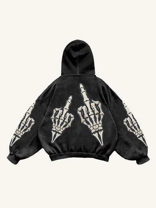 Fashion casual printed polyester sweater in grey, shown on model, full front view.