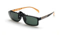 Clip-on myopia sunglasses for driving, showing grey, dark green and night vision tint options on large and small PC lens frames.