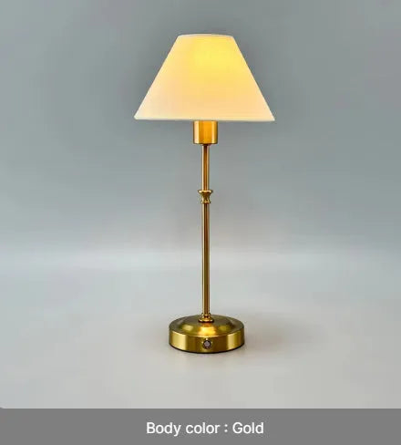 Gold alloy desk lamp with LED light source and three-step dimming button