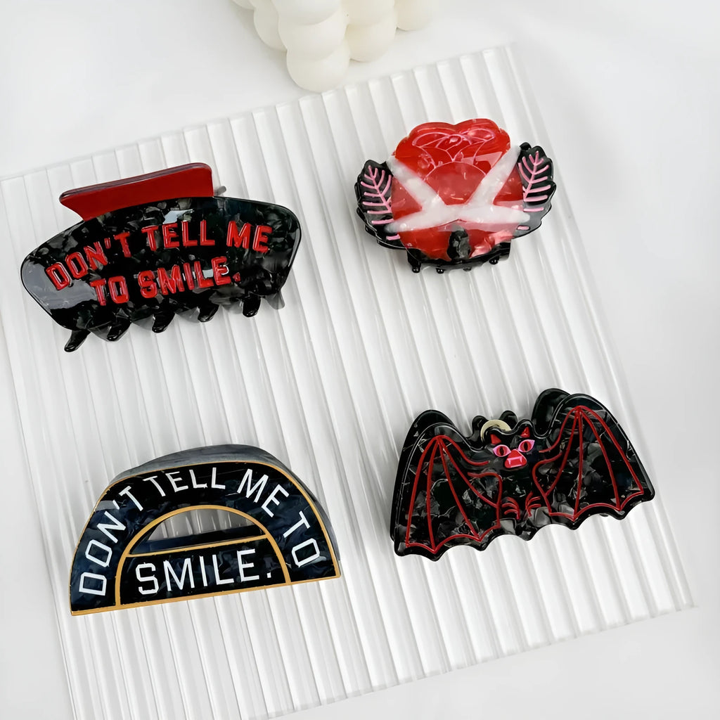 Halloween shark vinegar bat hair clip with manual craftsmanship and bat decoration