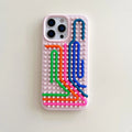 Silicone phone case with colour stripes and lanyard for iPhone 13 to 16 Pro Max in black light pink light purple white light blue light green
