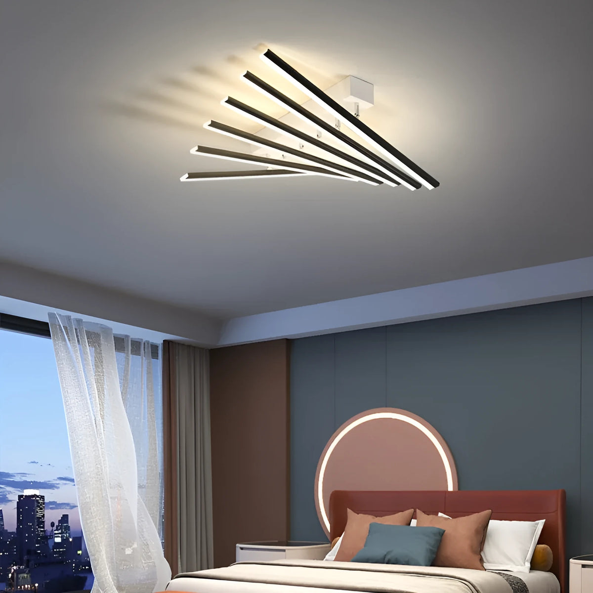 6-head 50cm LED ceramic ceiling light in black or gold wave style with white or warm light