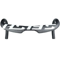 Carbon fibre road bicycle drop handlebar with internal cable routing channels shown in a black finish