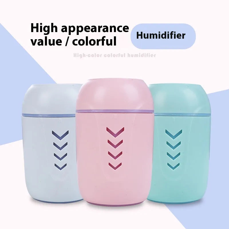 Round portable air purifier in blue colour with USB cable for home, office or vehicle use