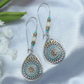 Women's retro exaggerated geometric tassel earrings in alloy with electroplated finish, multiple colour options