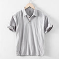 Men's loose fit cotton and linen casual shirt in solid colours with Asian sizing options