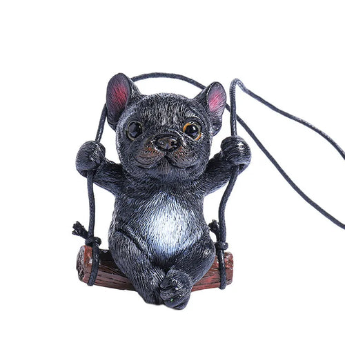 Resin bulldog cartoon car pendant ornament for rearview mirror in multiple colour options