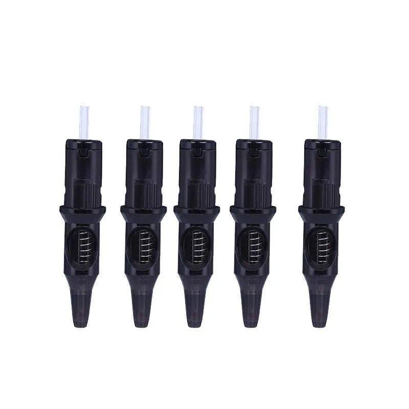 Tattoo drawing pen with needle system in multiple colours for line work and colour application