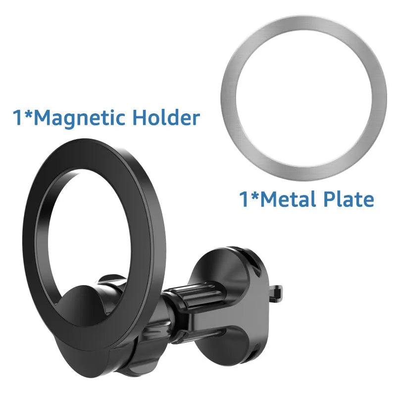 Black O-ring magnetic suction car phone holder for mobile devices up to 6.8 inches