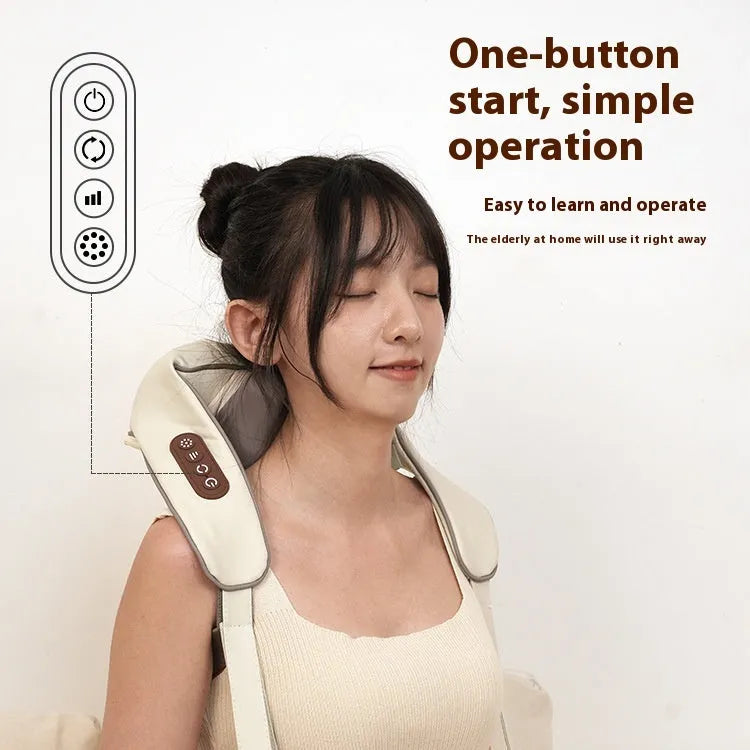 Foldable electric neck and shoulder massager with rechargeable battery in blue colour