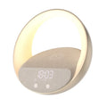 Multifunctional wireless charger clock with Bluetooth speaker, wake-up light, 15W charging, Beige and Gray, 220x176x187mm