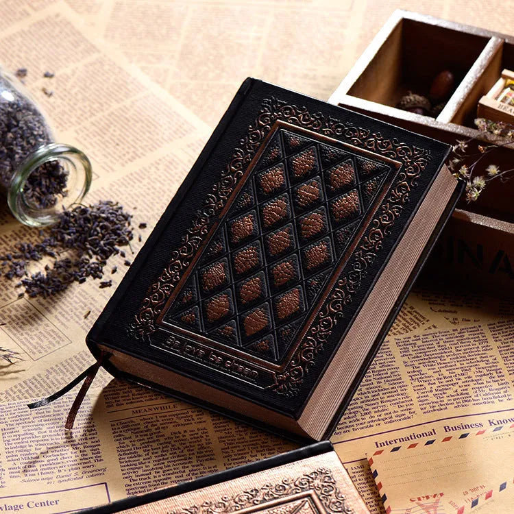 Embossed faux leather notepad with three-dimensional super thick cover in bronze or black gold colour