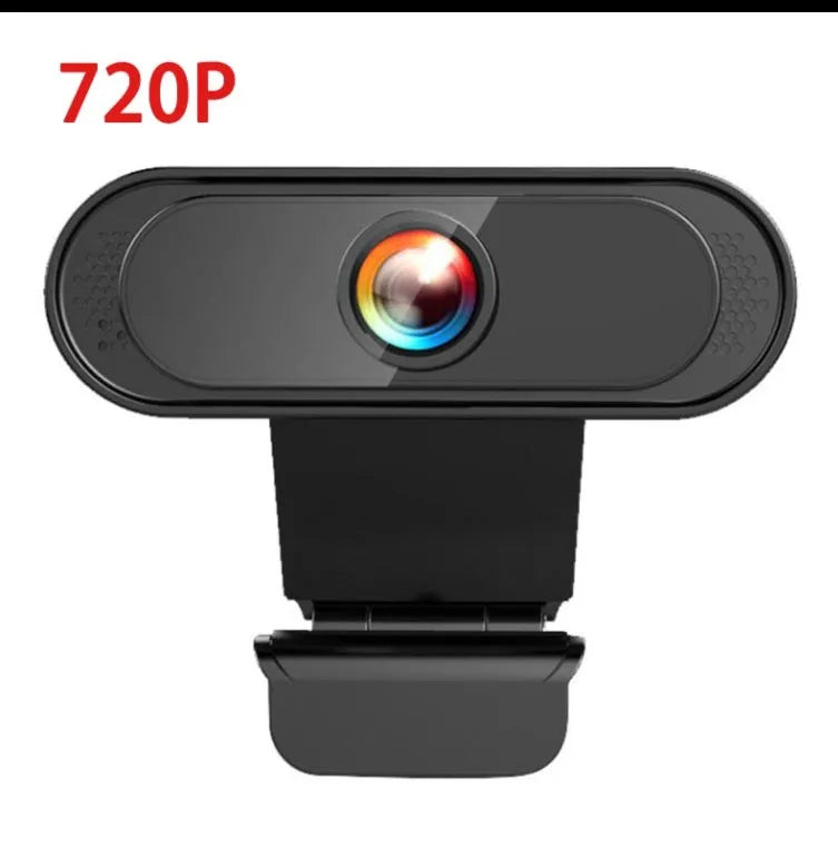 Black 2K HD USB webcam with built-in microphone, 45-degree tilt and 180-degree rotation, for desktop and laptop use.