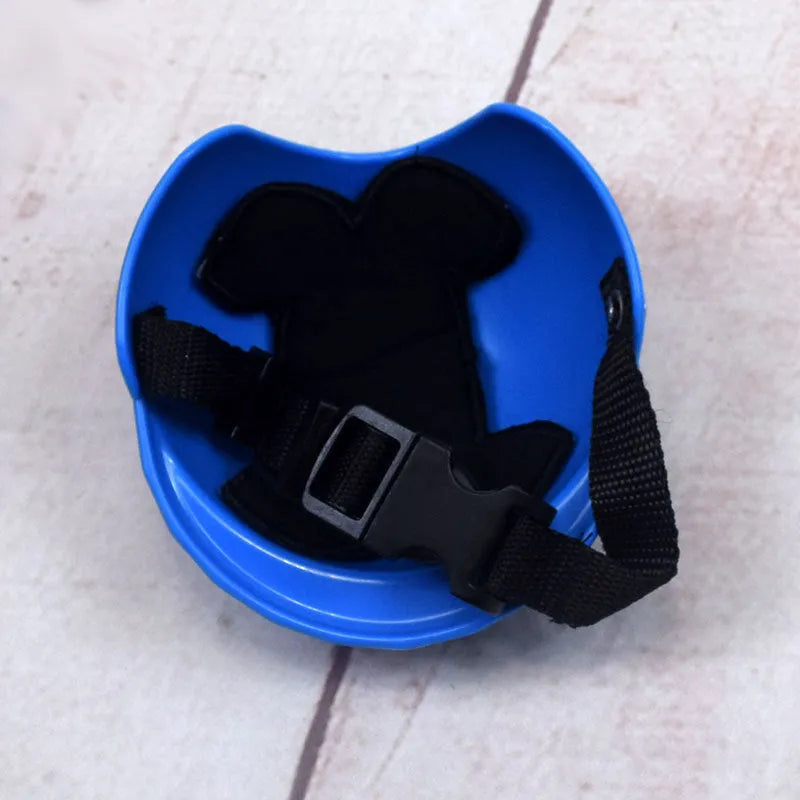 Plastic dog motorcycle helmet cap in pink colour showing Japanese Korean style design with size measurement