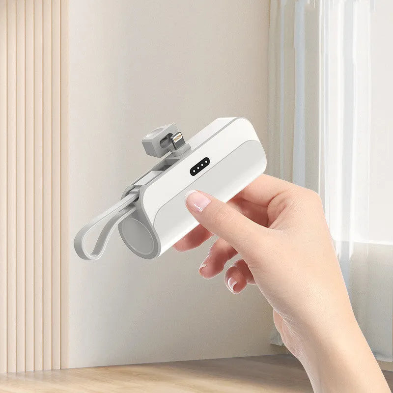 Capsule 20W fast charge folding bracket 5000mAh mini power bank in grey with built-in cables