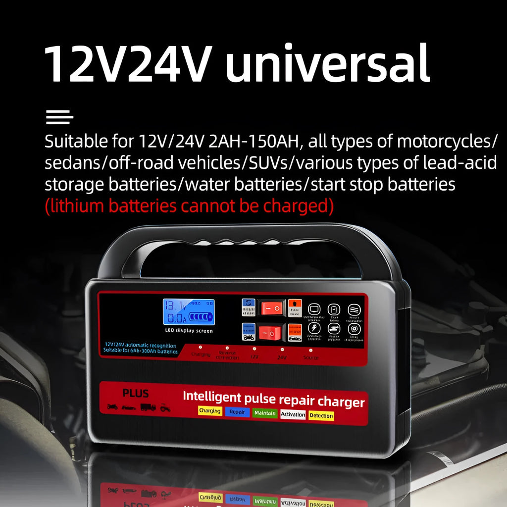 Fully automatic car wagon charger 12V/24V 800g for lead acid batteries W08 standard
