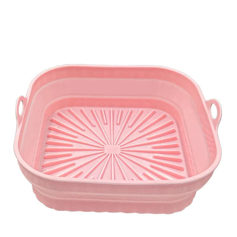 Reusable silicone air fryer pot liner in round shape, non-slip baking tray, five colours available