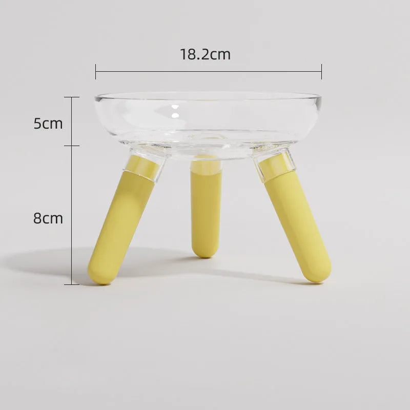 Triangle stable PC pet feeding bowl in transparent with 18.2cm diameter for cats and dogs