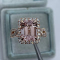Women's rose gold electroplated alloy geometric ring shown in seven available sizes