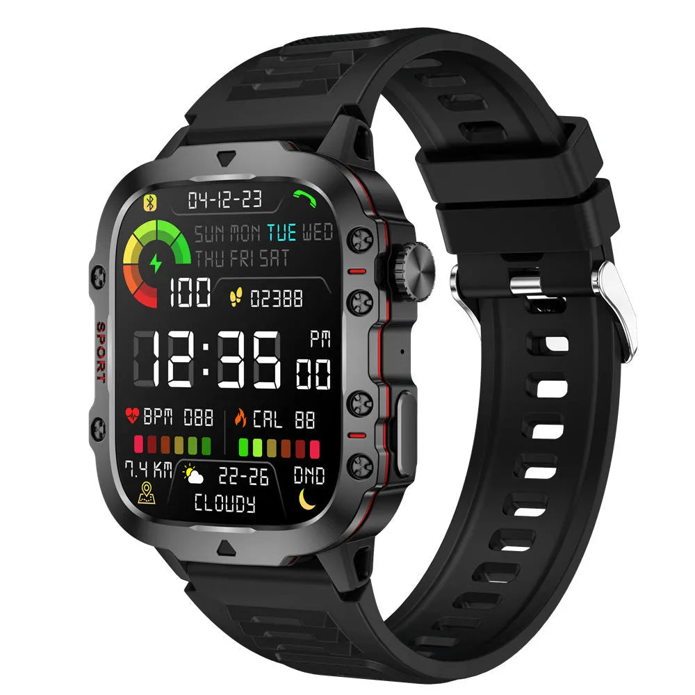 QX11 Smart Watch in black with zinc alloy case and TFT screen, shown with a silicone strap.