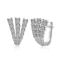 925 silver three-claw stud earrings 13.7 x 17.6mm platinum electroplated finish for women