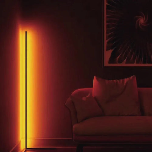 Black aluminium alloy floor lamp with silicone shade and RGB colour changing lights