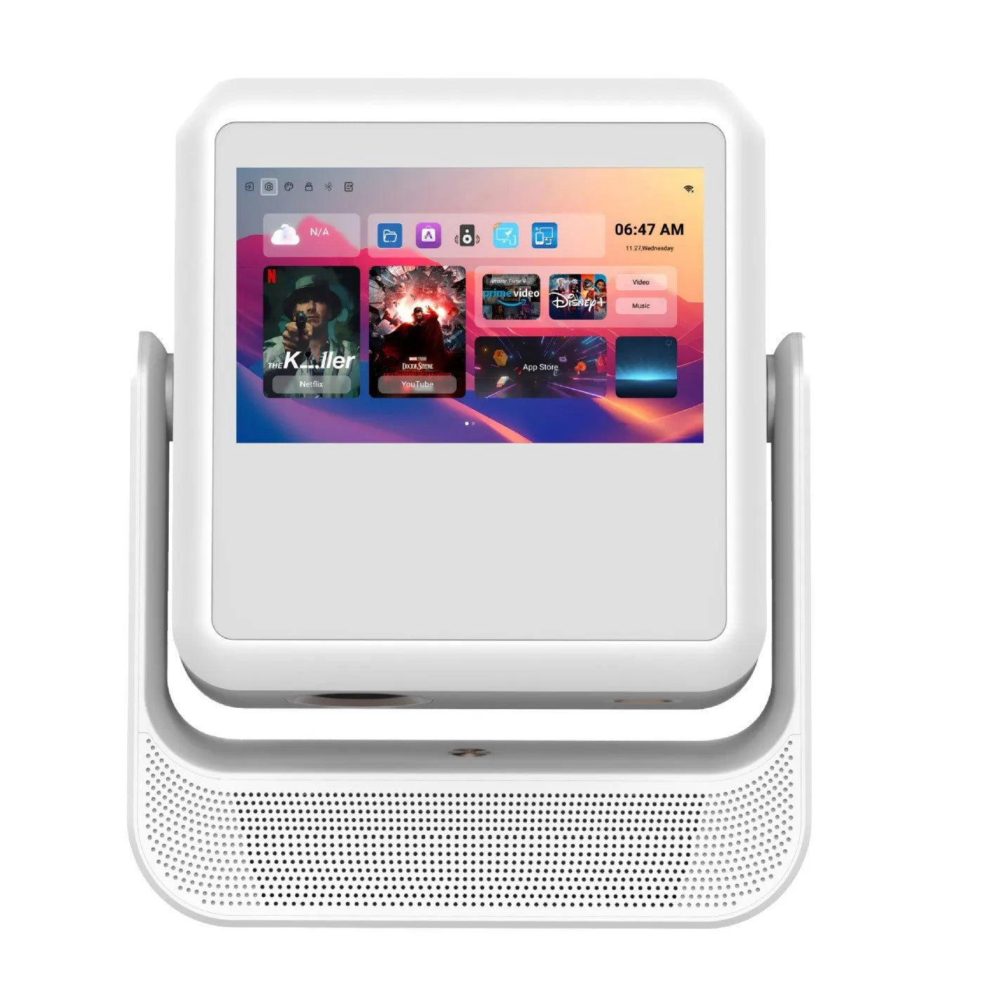 Home Ultra HD Smart Touch Dual Screen PTZ projector in C3 colour with touch controls and lens