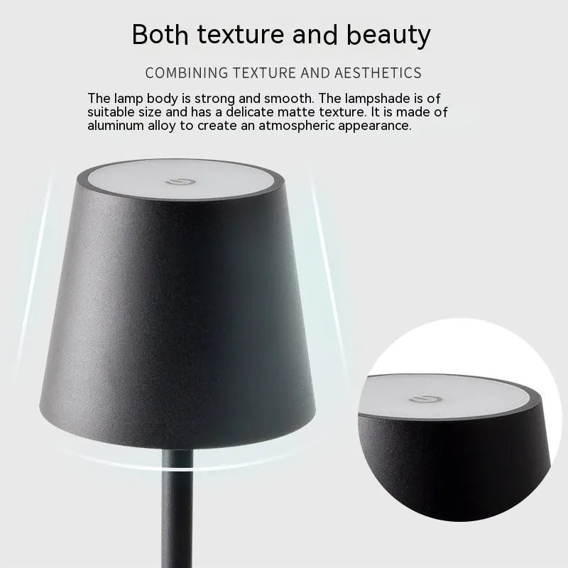 Charging bar table lamp with touch dimming, aluminium alloy and acrylic, warm light, 380x100mm