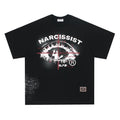 Black and white American Retro Hip Hop Gothic short sleeve cotton T-shirt for teenagers
