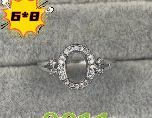 Oval denier ring with five-pointed star design and 6x8mm stone in Korean style