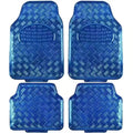 Blue universal car aluminum film foot mat four-piece set with non-slip PVC surface