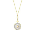 Gold titanium steel necklace with hexagonal star pendant on O-ring chain.