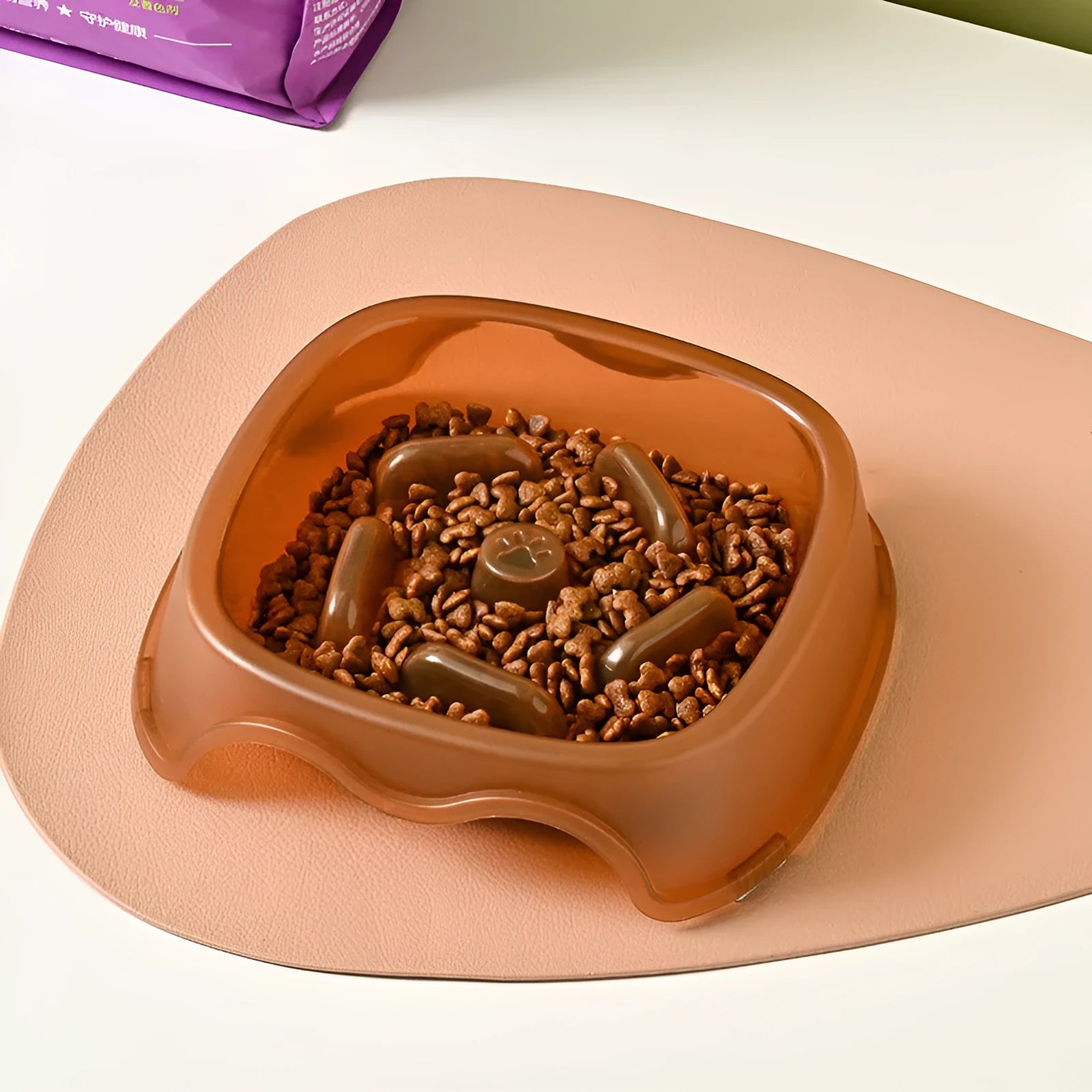Pet dog slow feeder anti-choking bowl with maze pattern in multiple colour options