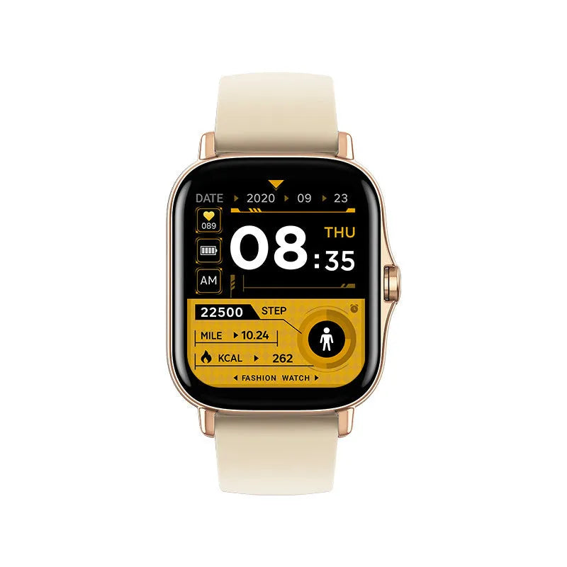 GT20 black smartwatch with alloy case and silicone strap on a wrist
